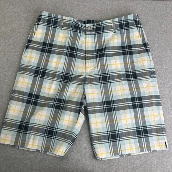 IJP Ian Poulter Designs Plaid Shorts Size 34 x 10 Golf Casual Colors Blue White - Picture 4 of 11